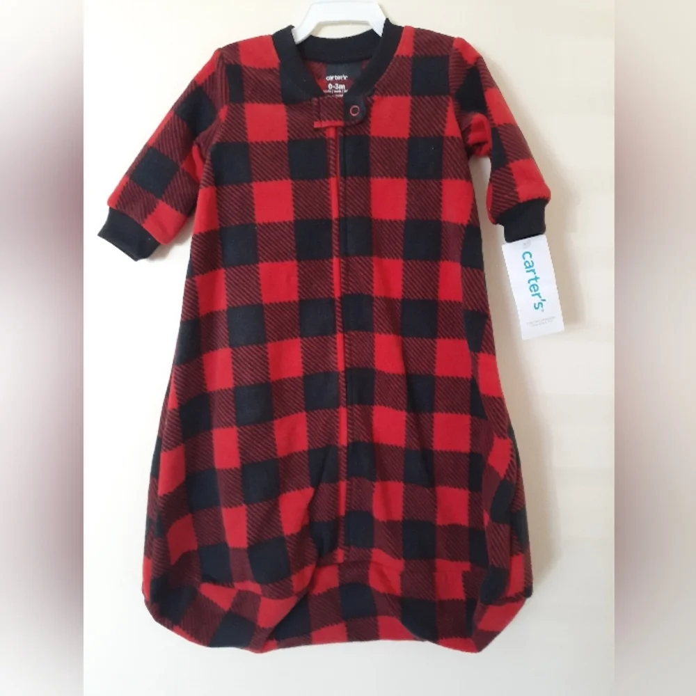 NWT CARTER'S FLEECE BABY SLEEPING SACK BAG BUFFALO PLAID